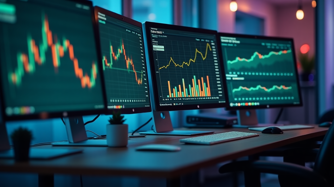 Análisis de datos financieros en pantallas digitales